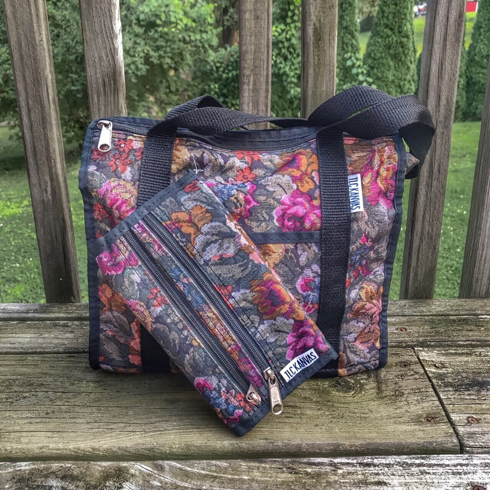 Vintage Floral Handbag w/ Matching Wallet